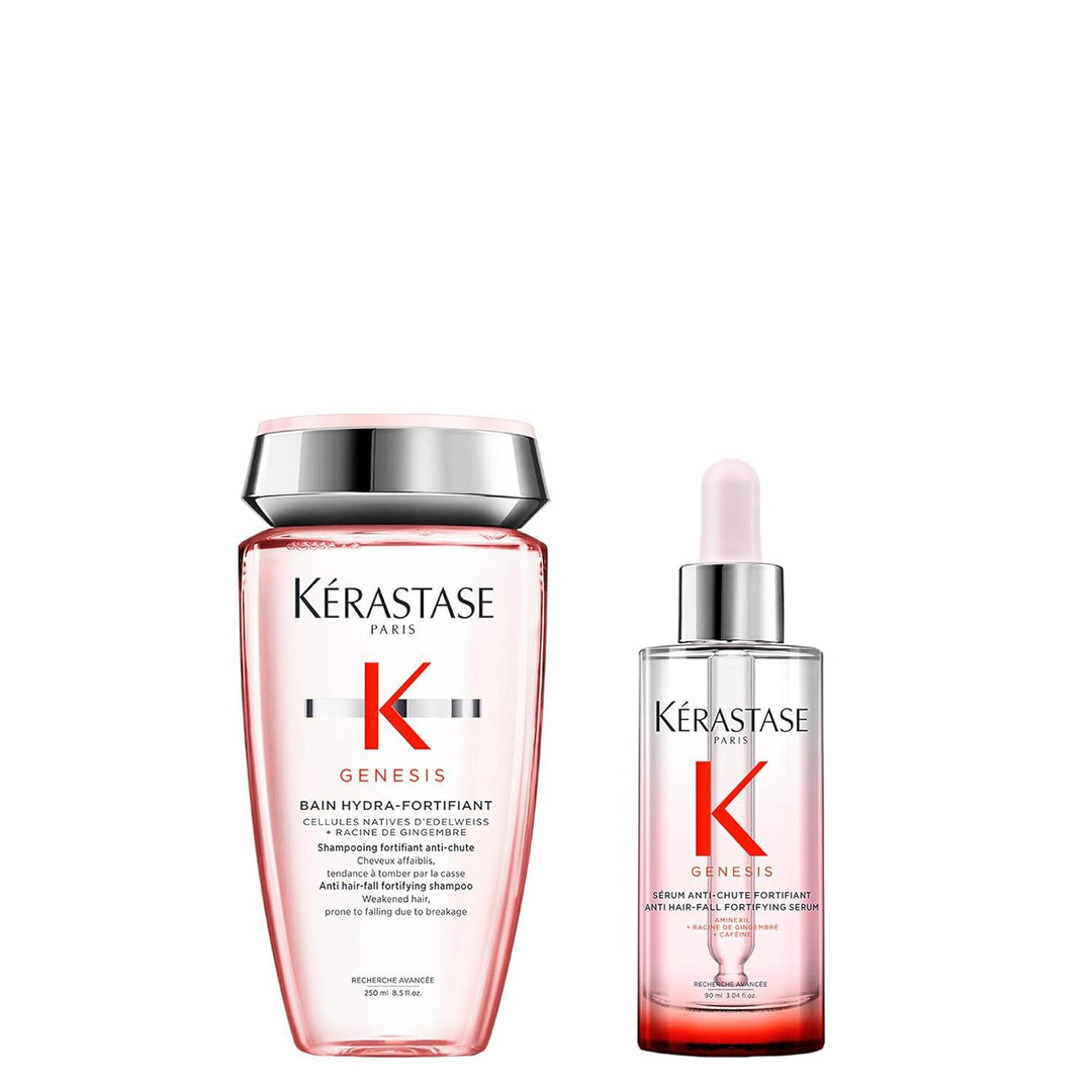 Kérastase Pflegeset mit Shampoo und Anti-Haarausfall Serum für feines und brüchiges Haar, Haarbad ge