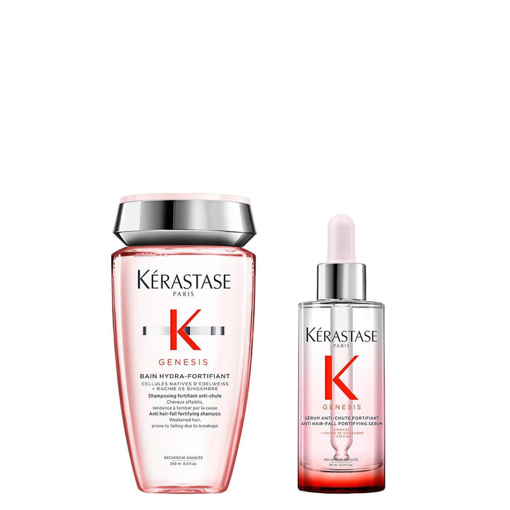 Kérastase Pflegeset mit Shampoo und Anti-Haarausfall Serum für feines und brüchiges Haar, Haarbad ge
