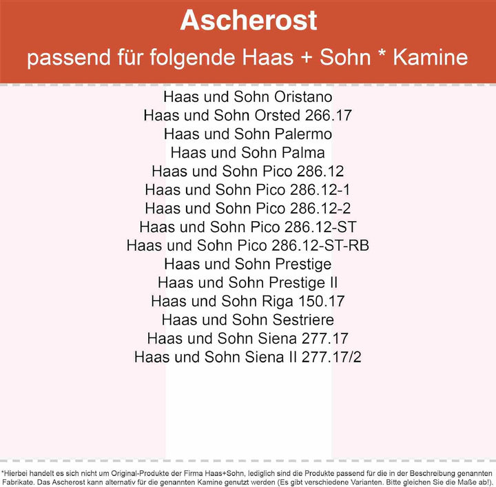 Kaminrost - Passend für Haas+Sohn Kaminöfen inkl. Modellübersicht - Ascherost Kamin aus massivem Sta