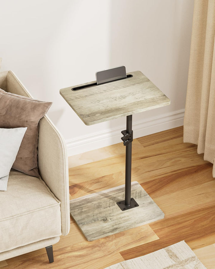 HEYZOEY Beistelltisch, C-Form Höhenverstellbar Sofatisch, 360°Rotierend Couchtisch Klein,40x30x(45-8