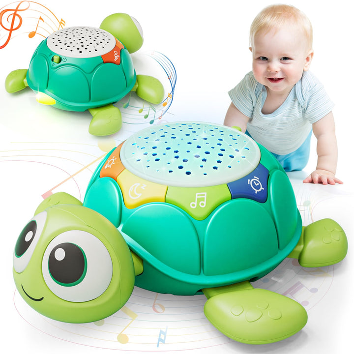 Lehoo Castle Baby Krabbel Spielzeug ab 3 6 9 Monate, Schildkröten Baby Spielzeug mit Musik und Proje