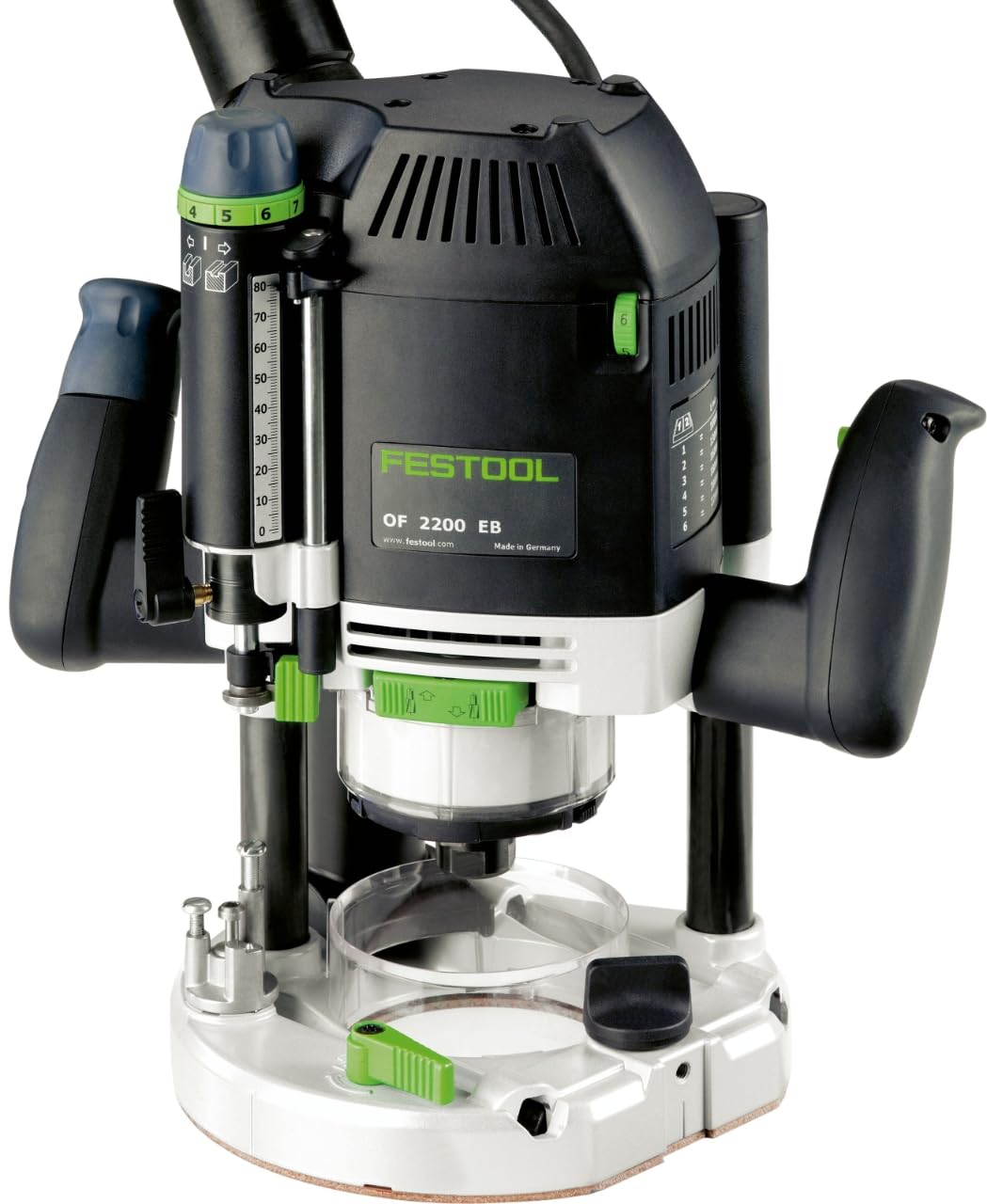 Festool Oberfräse OF 2200 EB-Set (mit Spannzangen, Kopierring, Spanfänger, Zubehör-Systainer, Gabels