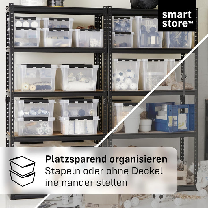 SmartStore ﻿aufbewahrungsbox mit deckel, 52 l, 3er-Pack, verstärkt, gross, transparent, für Lebensmi