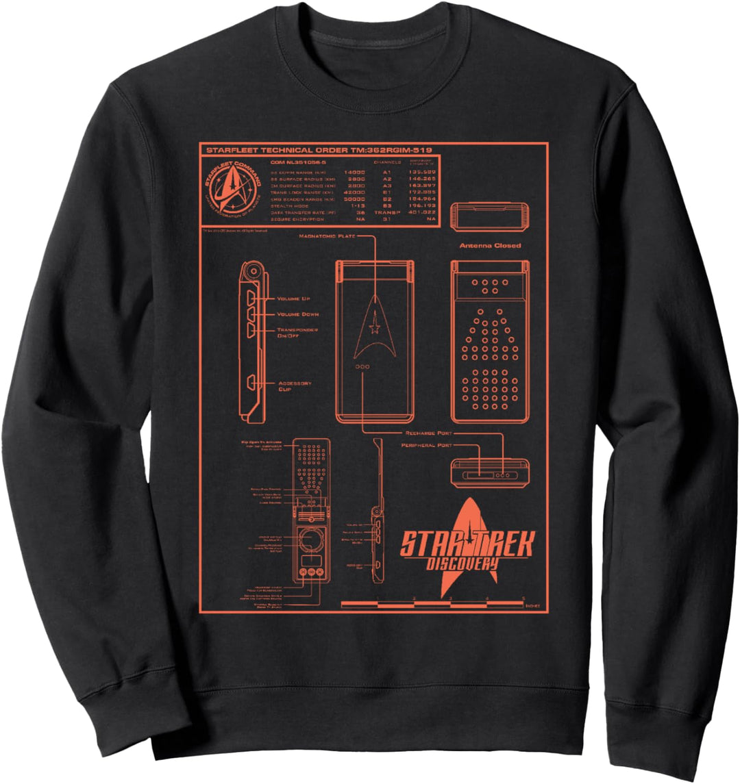 Star Trek Discovery Technical Order Schematics Sweatshirt