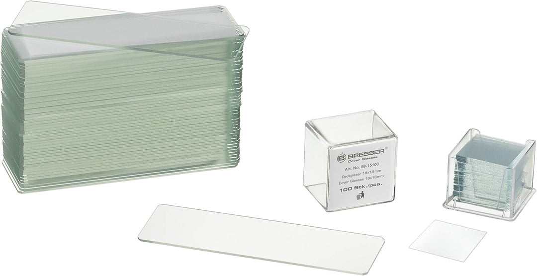 Bresser Dauerpräparate für Mikroskop (50-er Stück) & Mikroskop Objektträger/Deckgläser (50x/100x) 50