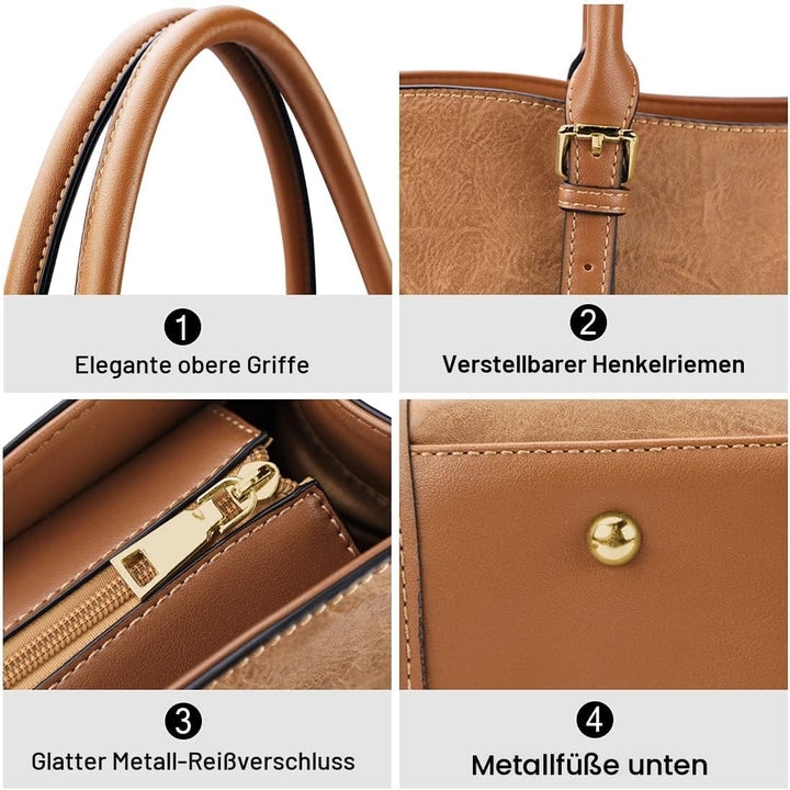 NUBILY Handtasche Damen Shopper Damen Gross Umhängetasche Laptoptasche 15.6 Zoll PU Leder Aktentasch