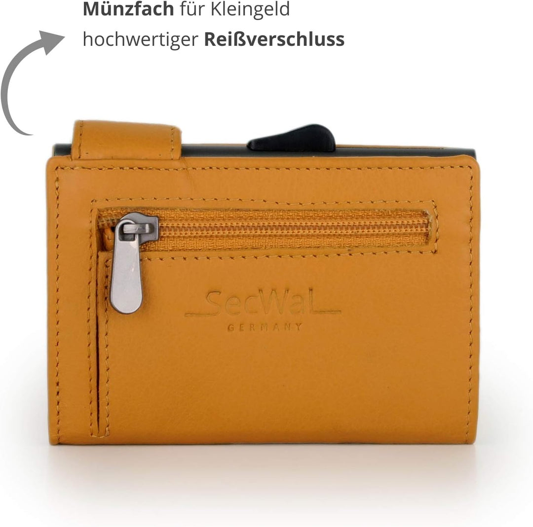 SecWal Kartenetui mit Münzfach Reissverschluss (Gelb), Gelb