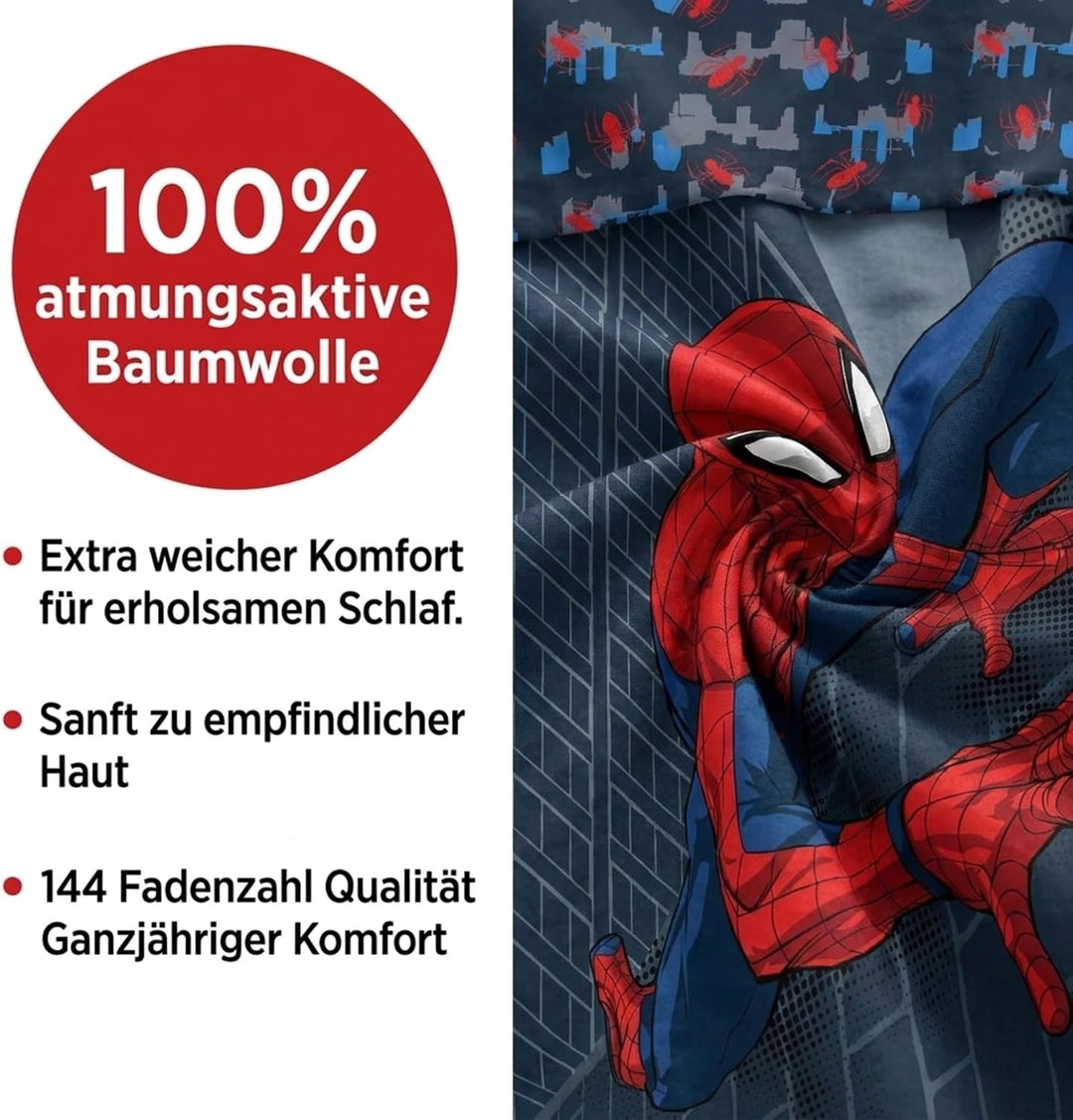 Jay Franco Marvel Spiderman City Streets Doppelbettgrösse mit Bettbezug 200x200cm + 2 Kissenbezügen