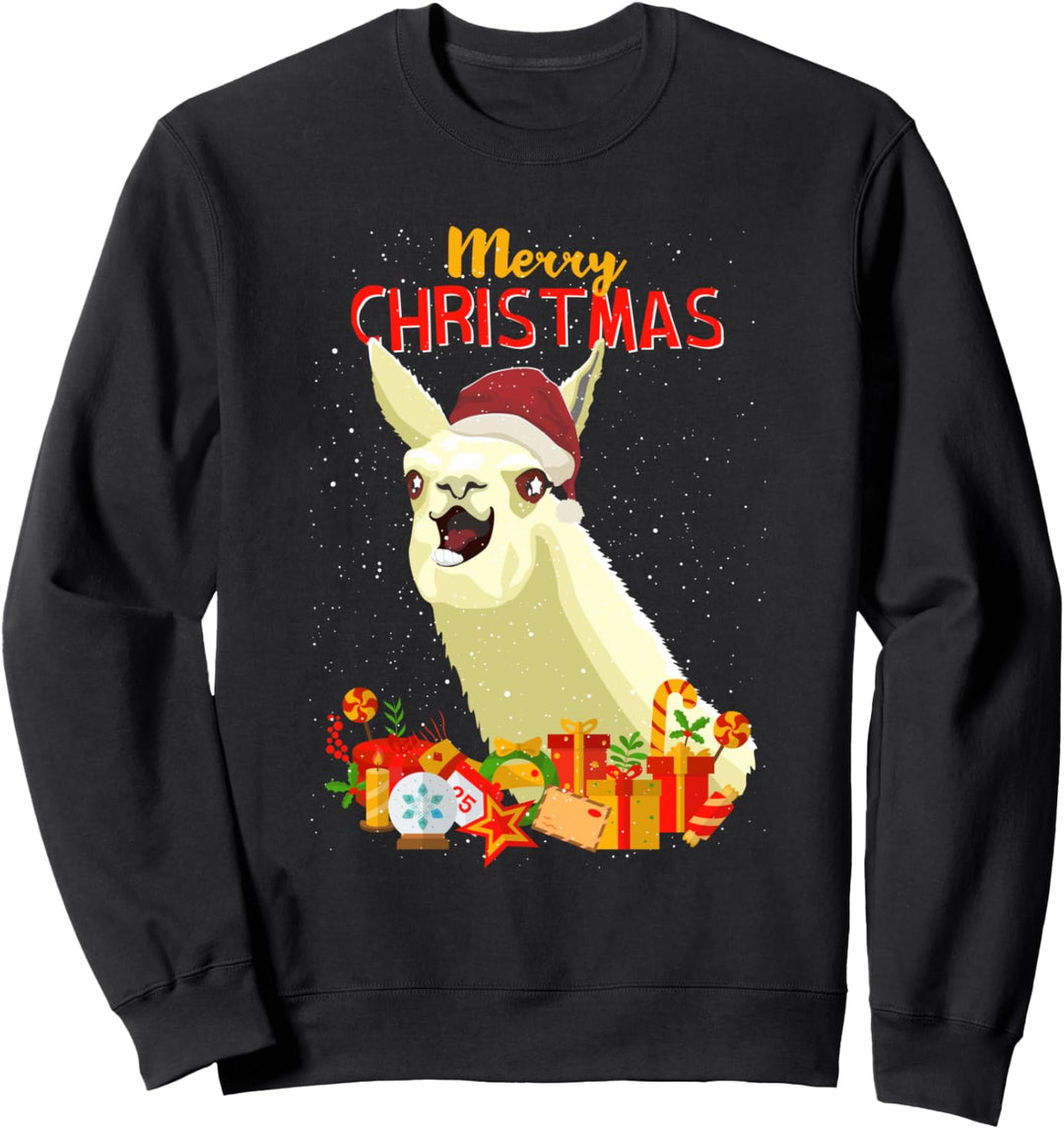 Merry Christmas Lama Alpaka Ugly X-Mas Sweater Weihnachtsman Sweatshirt