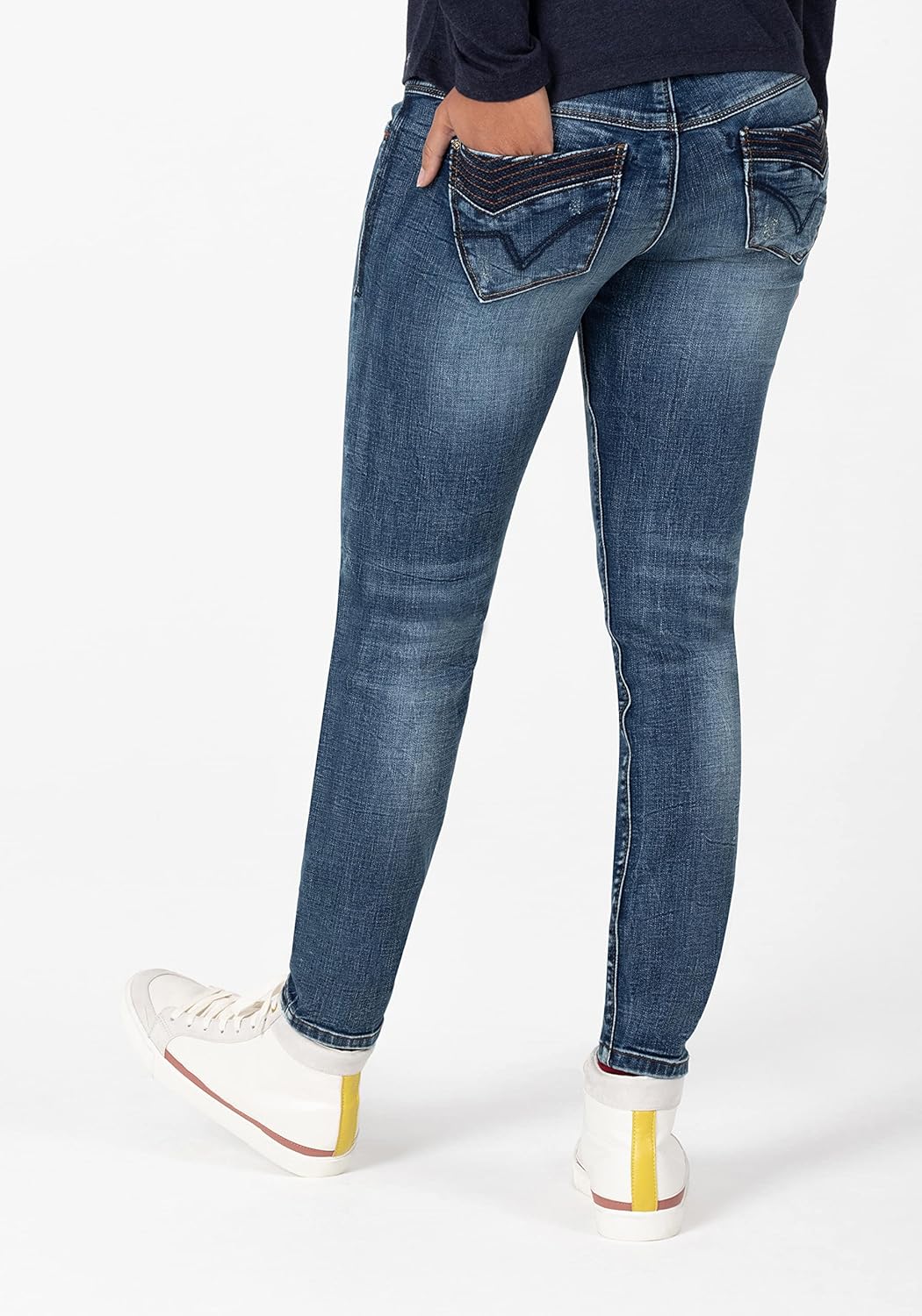Timezone Damen Slim Enyatz Jeans 25W / 32L Blue Steel Wash, 25W / 32L Blue Steel Wash