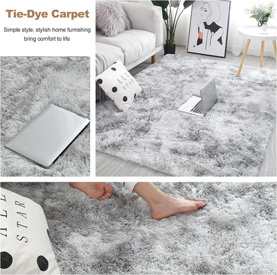 Ergocar Home Wohnzimmer Teppich, Soft Shaggy Moderner Area Rug, Nicht -Slip Schlafzimmer Teppiche, W