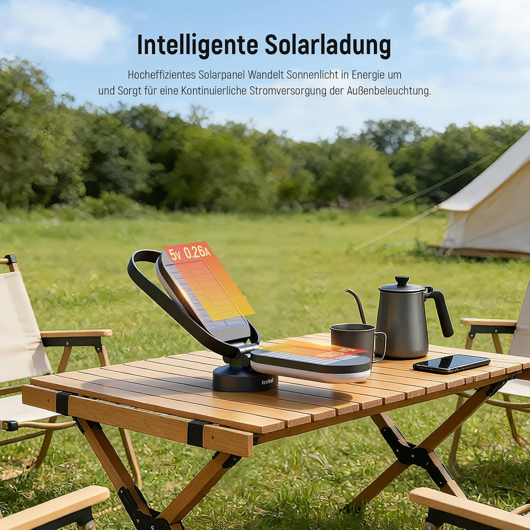 Campinglampe Solar, LED Solar Camping Laterne mit 5000mAh Notstrom Ladegerät, 4 Modi, Dimmbar Touch,