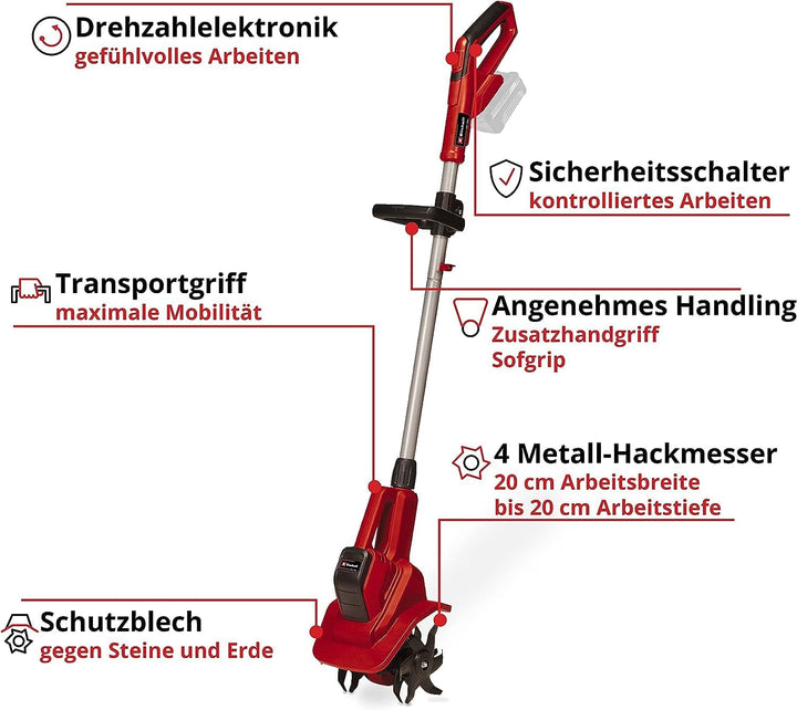 Einhell Akku-Bodenhacke GE-CR 18/20 Li E-Solo Power X-Change (18 V, Li-Ion, elektronische Drehzahlre