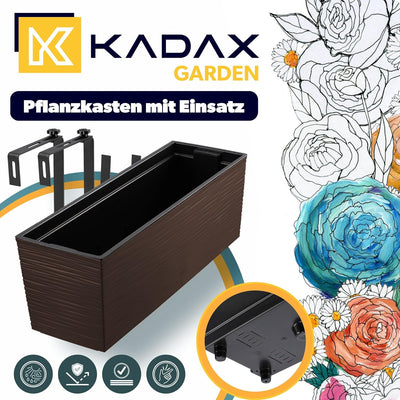 KADAX Blumenkasten aus Kunststoff, 18,5x56 cm, Pflanzkasten mit Einsatz, wetterfester Balkonkasten,