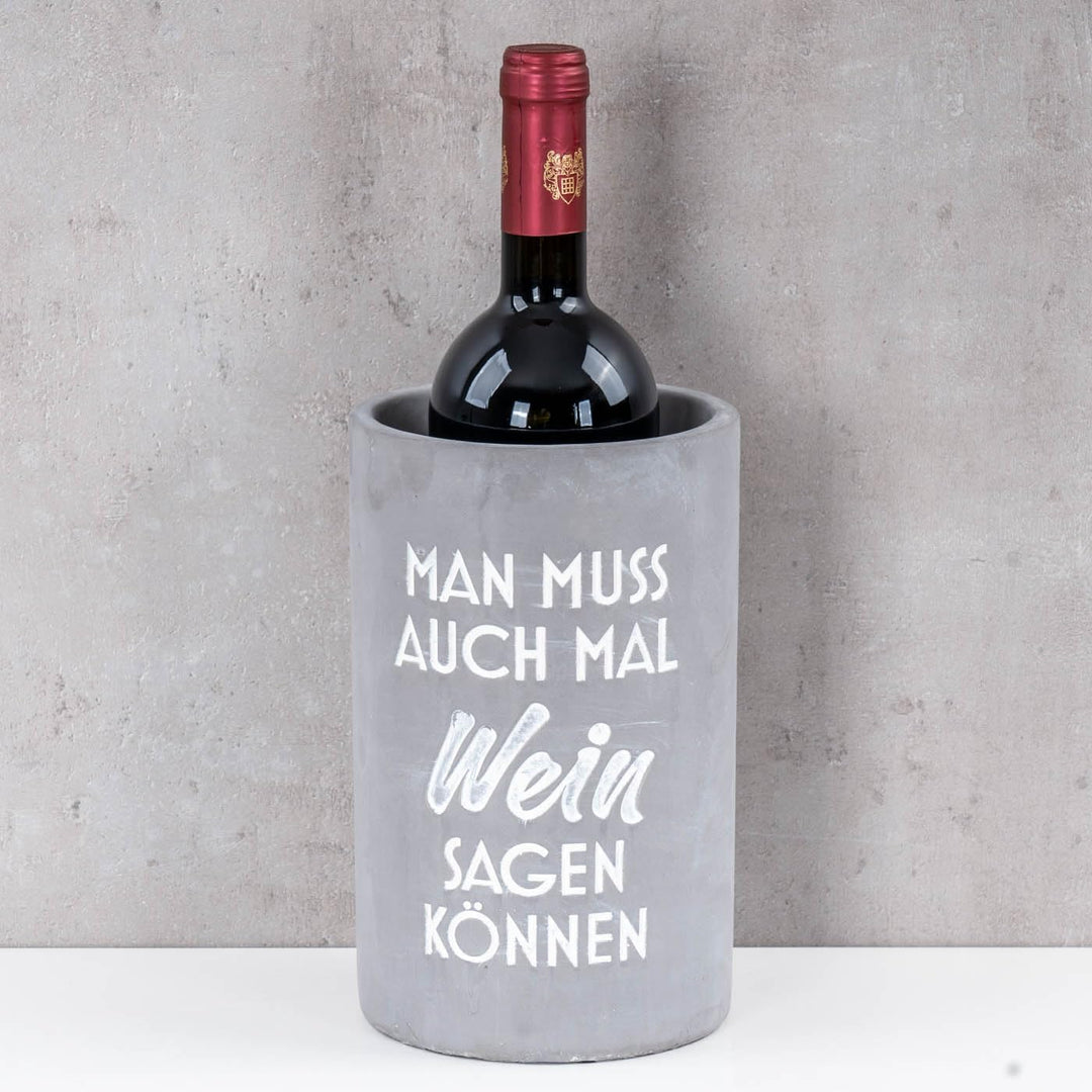 levandeo Weinkühler H21cm Beton Grau Flaschenkühler Spruch Wein Sektkühler Tischdeko Candlelight Din