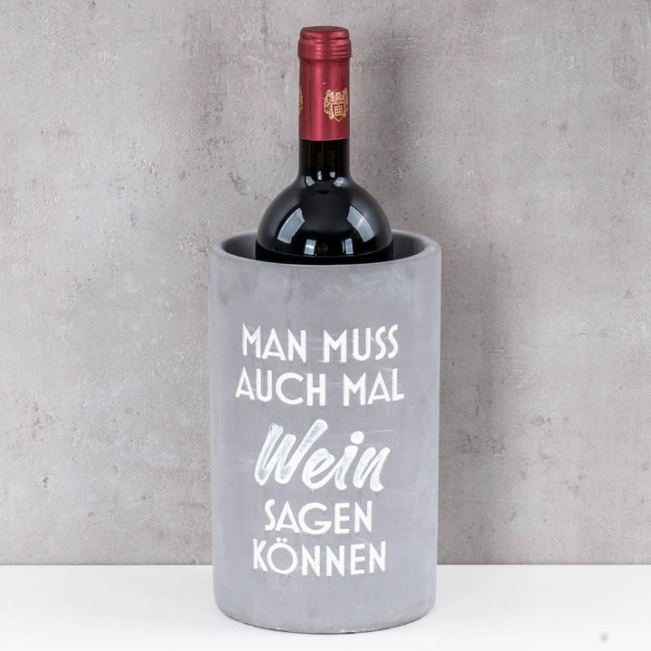 levandeo Weinkühler H21cm Beton Grau Flaschenkühler Spruch Wein Sektkühler Tischdeko Candlelight Din