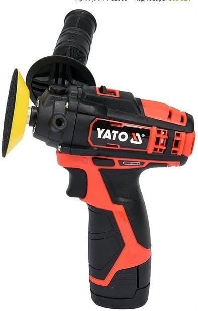 YATO Profi 12V Mini Akku Polier-Maschine mit Zusatzgriff, ø80mm Polierteller, mit 2.0 Ah Akku und La