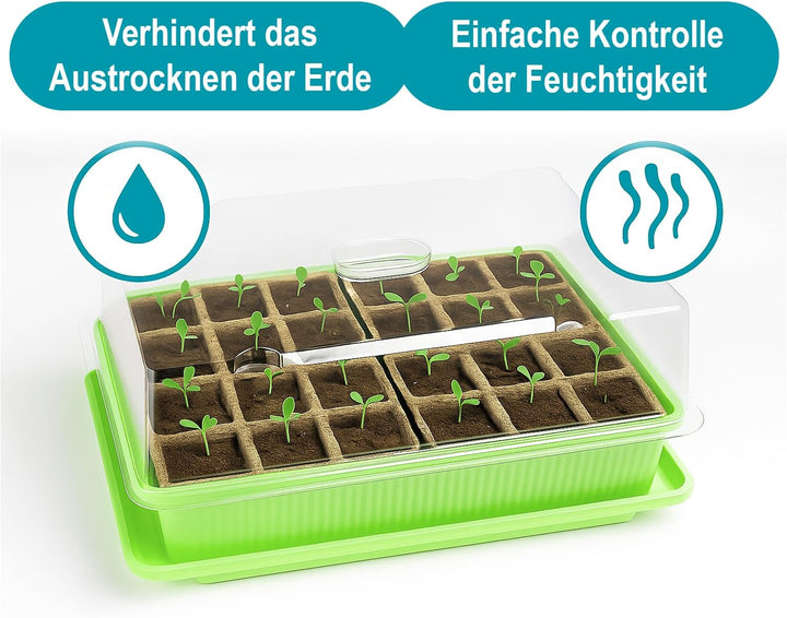 com-four® 6X Zimmergewächshaus zum Anzüchten von Pflanzen, Anzuchtset für 144 Pflanzen, Pflanzkasten