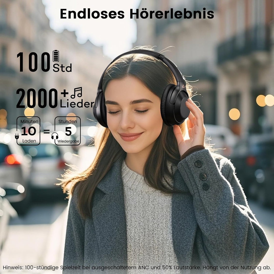 Riibox Y7Pro kabelloser Bluetooth Over-Ear-Kopfhörer mit Hybrid Active Noise Cancelling, 100h Spielz