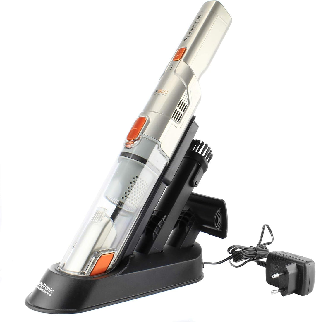 TurboTronic beutelloser Handstaubsauger, 90 W beutelloser Akku Handsauger, Dockingstation, 2 Saugstu