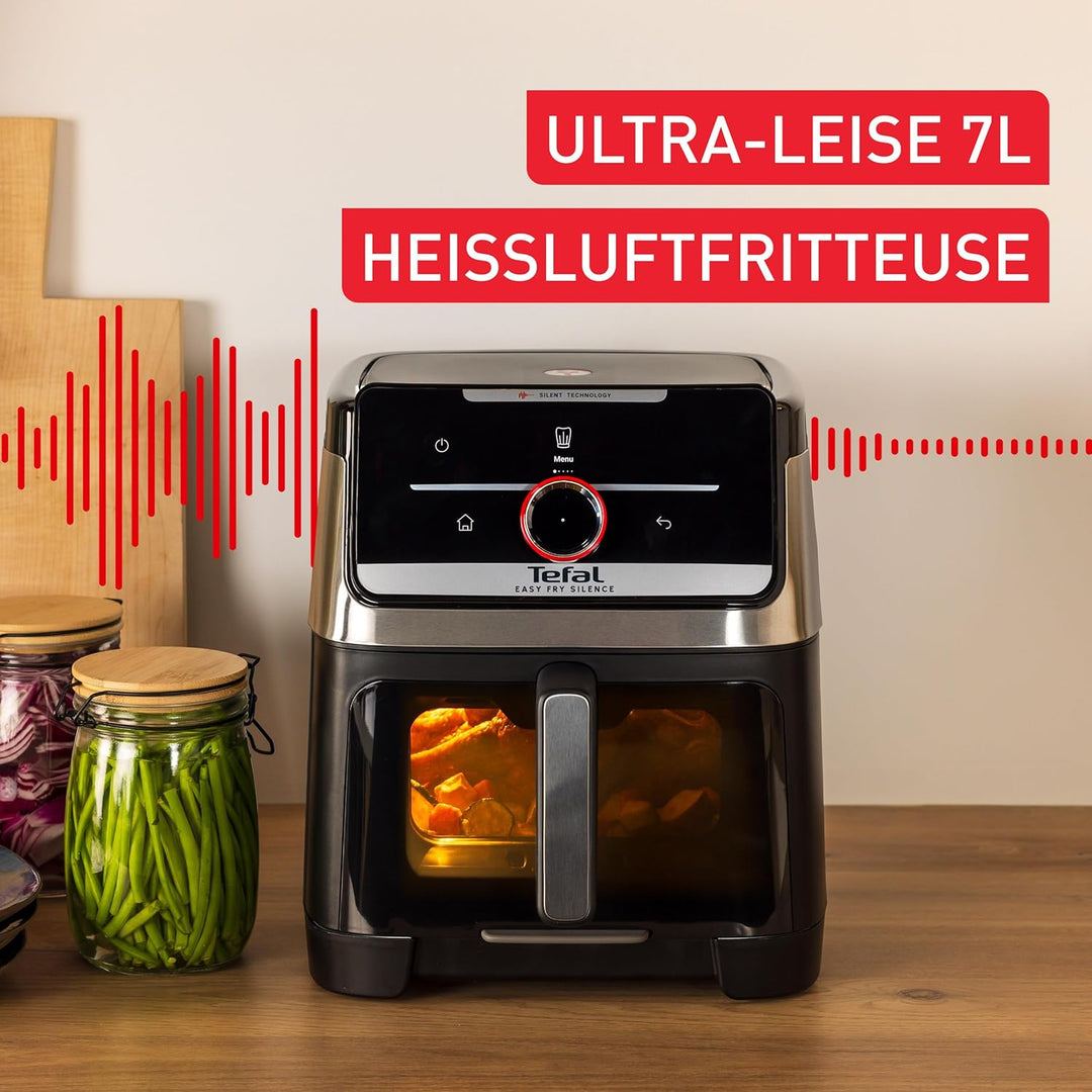Tefal Easy Fry Silence Heissluftfritteuse, 7 L Fassungsvermögen, Silent-Technologie, Smart Assist Sy