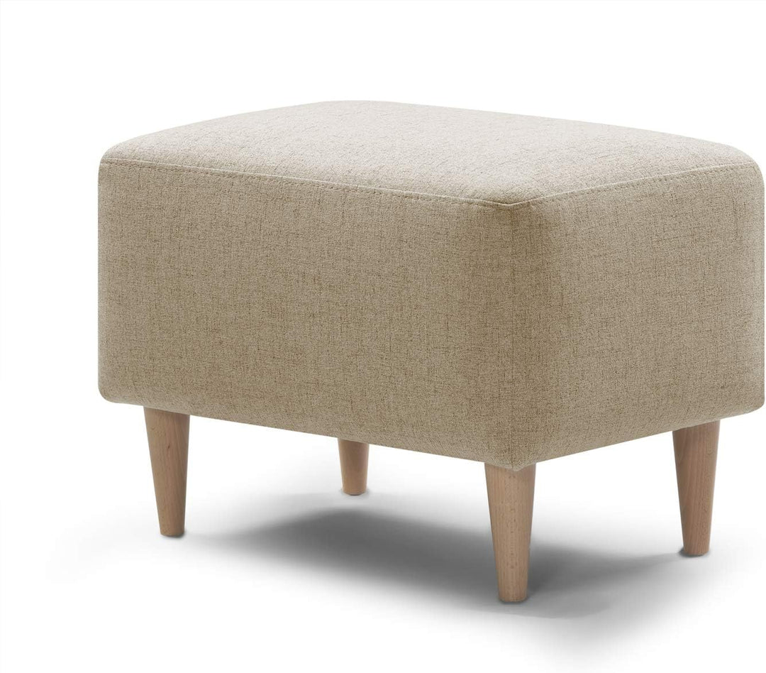 Traumnacht bequemer und moderner Fusshocker mit Holzfüssen in Beige, Öko-Tex zertifiziert, produzier