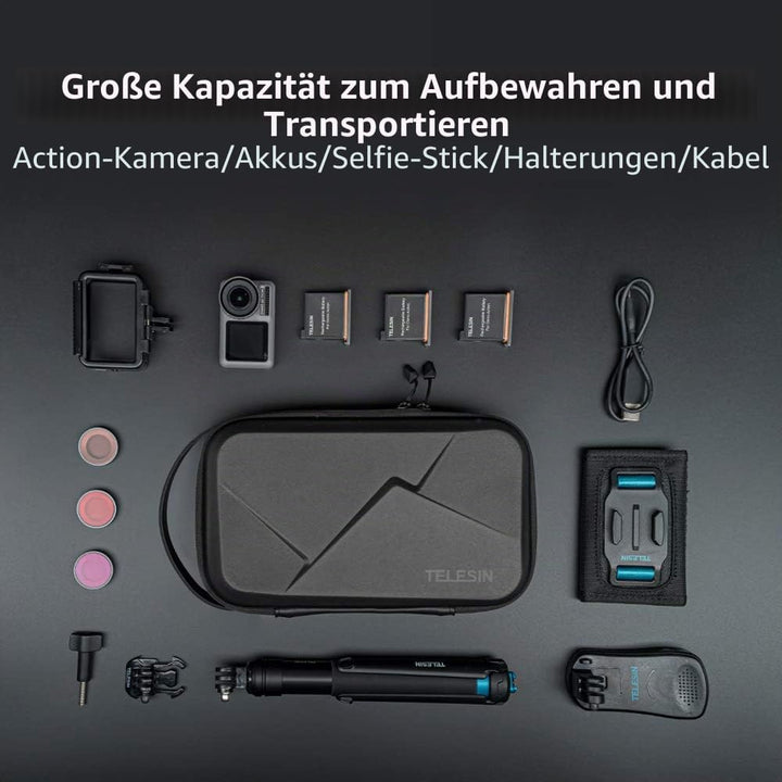TELESIN Tragetasche Tragbare Aufbewahrungstasche für GoPro Hero 13 12 11 10 9 8 7 6 Max, DJI Osmo Ac