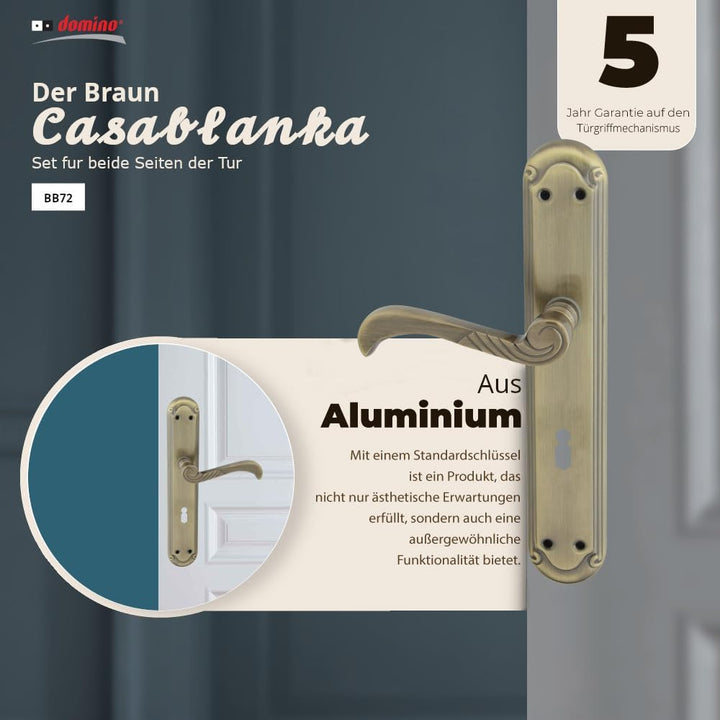 domino Türgriff 72 Drückergarnitur BB-Buntbart Set Langschildgarnitur Türklinke für Zimmertür, Kelle