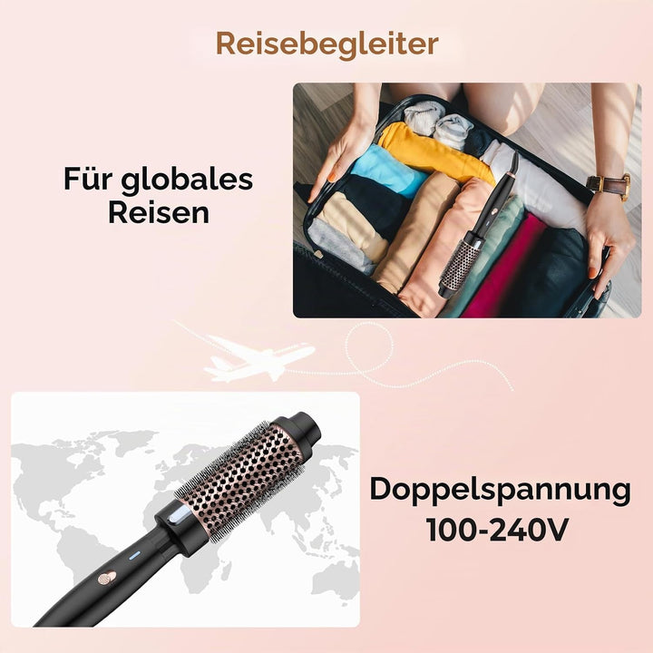 Thermal Brush Lockenbürste 3 in 1 Thermobürste 38mm, Lockenbürste LCD 120-200℃, Erhöhen Sie das Haar