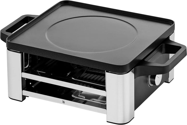 WMF Lono Raclette Grill mit Pfännchen und Schiebern, Raclette 4 Personen, 870 W, edelstahl