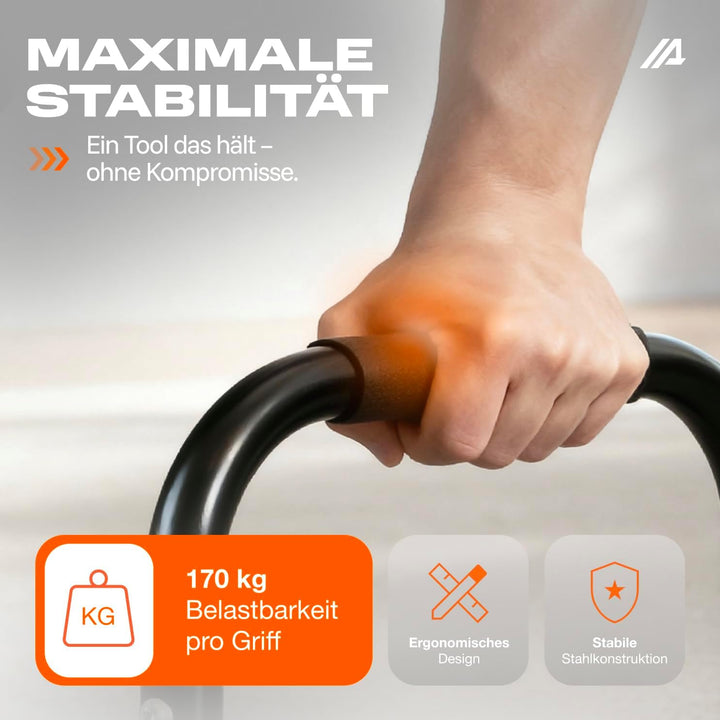 Parex Parallettes aus Stahl, gelenkschonende & rutschfeste Liegestützgriffe, Calisthenics Equipment