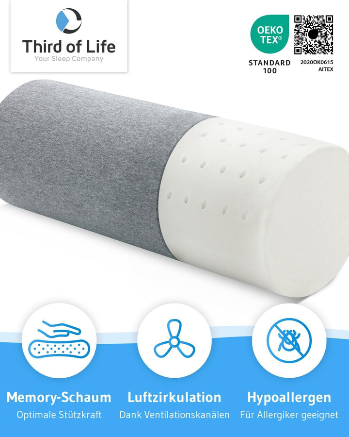 Nackenrolle UniROLL 12x32 cm | Kissen-Rolle für Nacken, Knie &amp; Yoga | Lagerungsrolle aus ergonomisch