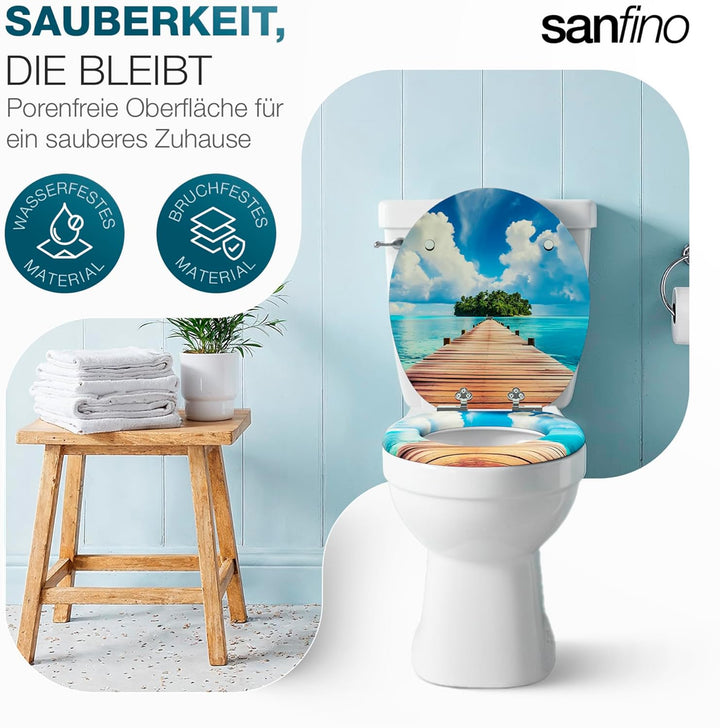 Premium WC Sitz mit Absenkautomatik – hochwertige Toilettendeckel aus Holz, viele bunte Motive, hohe