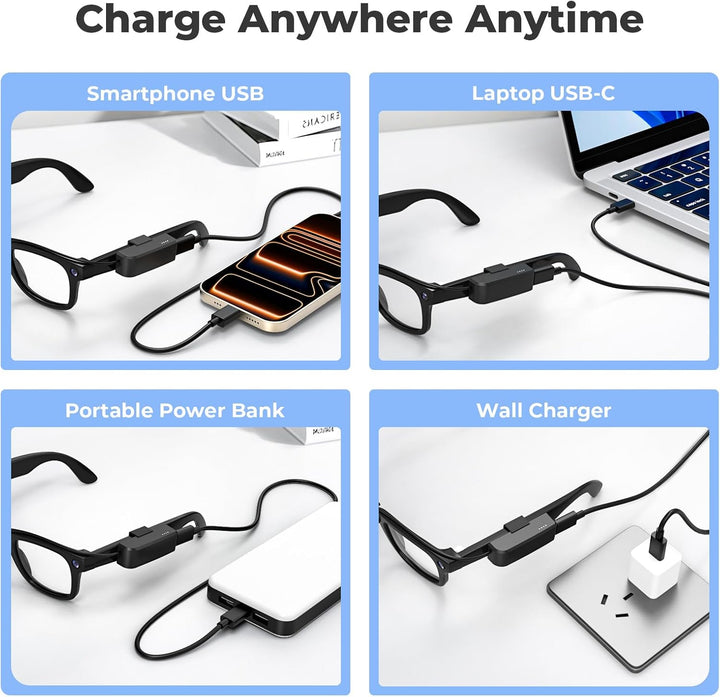Premium Wearable Battery Pack Compatible with Ray-Ban Meta Smart Glasses, 16g Ultra-Lightweight Char