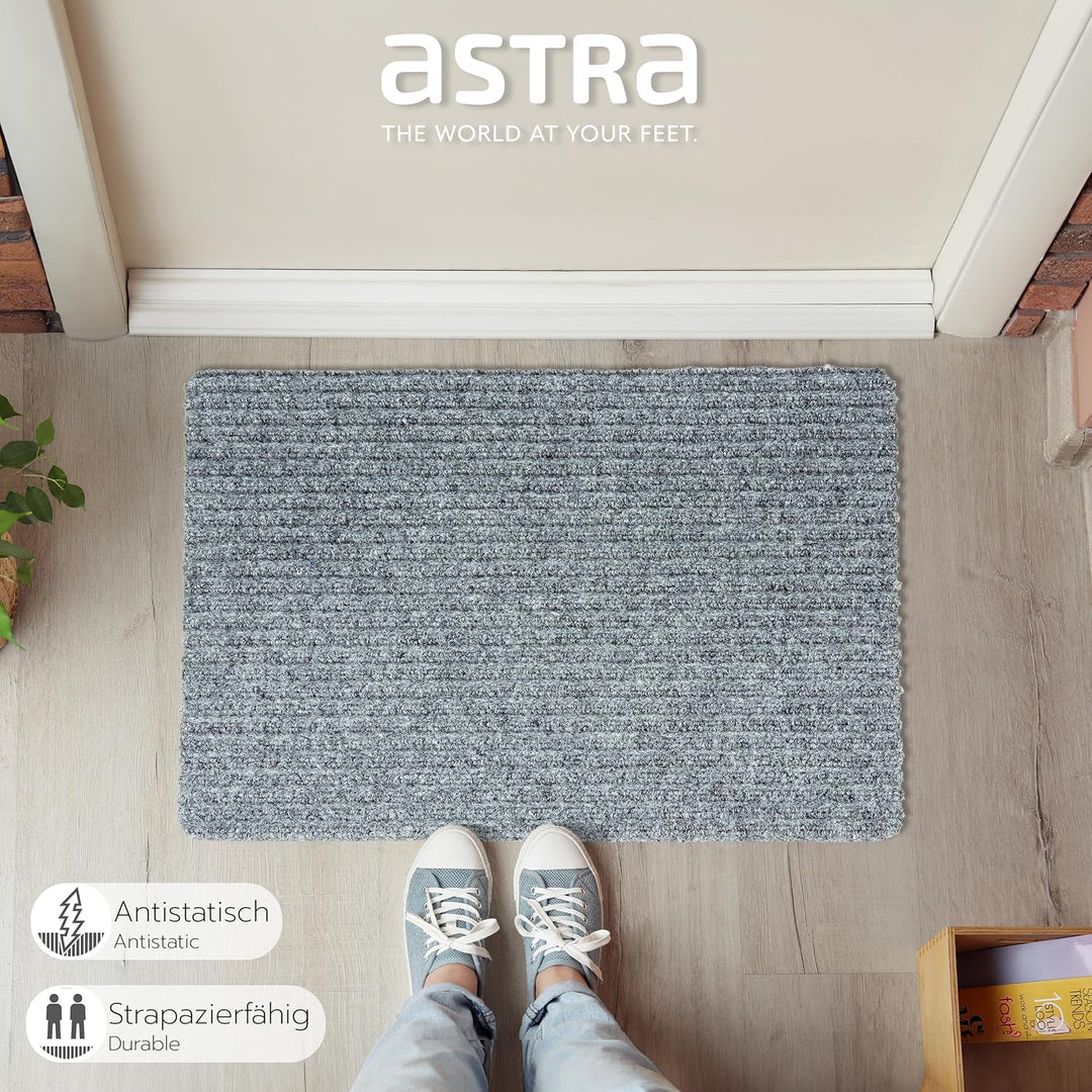 Astra Fussmatte innen Silber Schmutzfangmatte rutschfest – Türmatte 50x80 cm 2er Set wasserabweisend