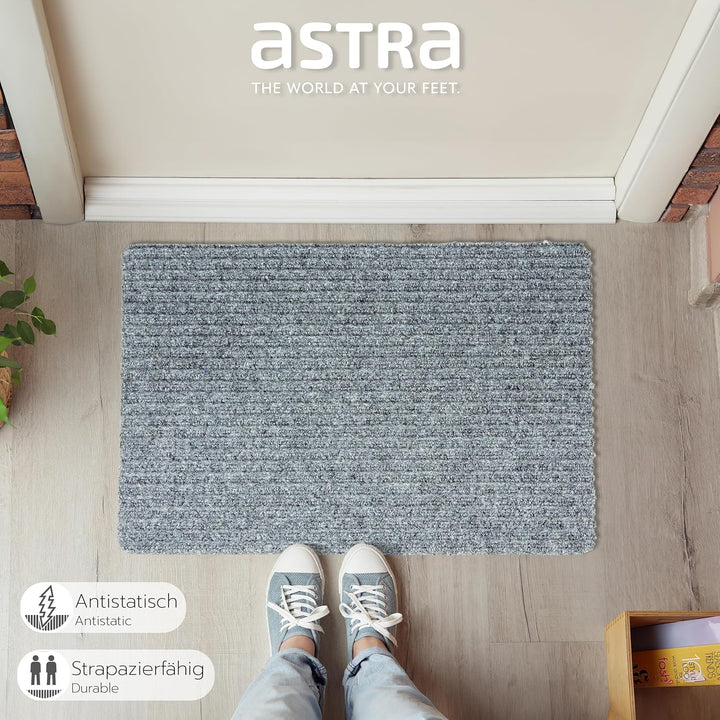 Astra Fussmatte innen Silber Schmutzfangmatte rutschfest – Türmatte 50x80 cm 2er Set wasserabweisend