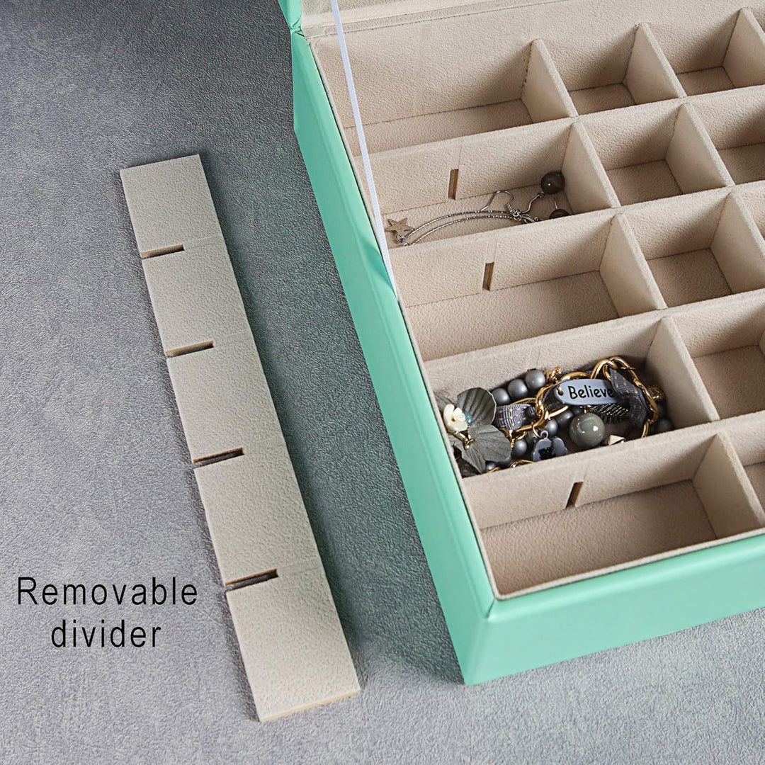 Frebeauty Ohrring-Organizer, klassische Schmuckschatulle mit 50 Fächern, doppellagig, mit 6 Haken fü