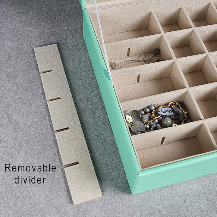Frebeauty Ohrring-Organizer, klassische Schmuckschatulle mit 50 Fächern, doppellagig, mit 6 Haken fü