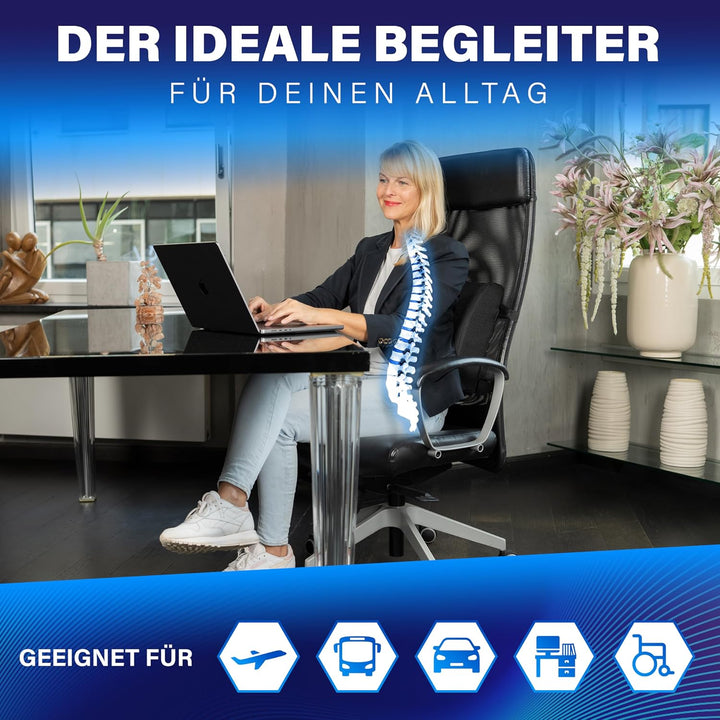 Healthfix® Lendenkissen - Ergonomisches Rückenkissen für Optimale Sitzhaltung | Universell Einsetzba
