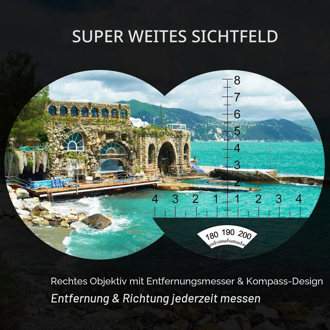 NOCOEX 10x50 Marine Fernglas,Fernglas mit Nachtsicht Entfernungsmesser und Kompass，wasserdichte Funk