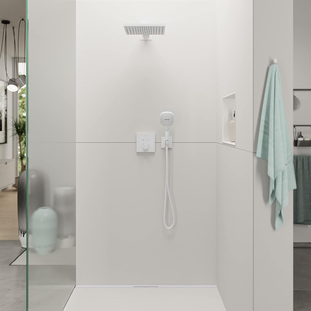 hansgrohe Wandanschluss mit Duschkopfhalterung FixFit E, Mattweiss, Mattweiss