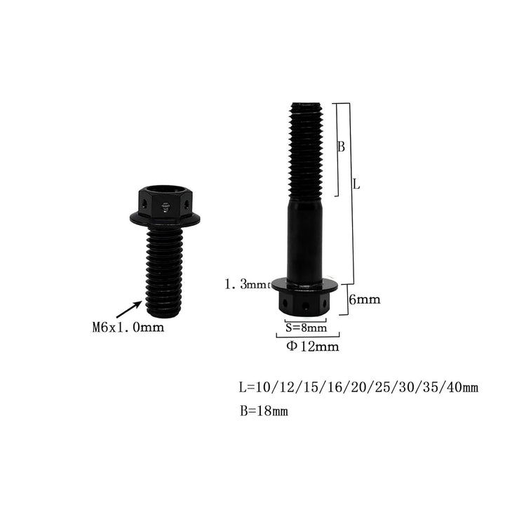 RISON Titanium Bolzen M6x1.0x25mm Titan Flansch Schrauben TC4 Titan Schrauben Sechskantschraube Schw