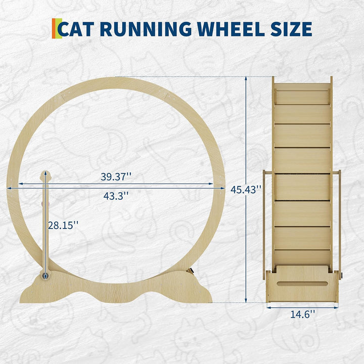 Katzenlaufrad 115cm für Indoor-Katzen - Laufband mit abnehmbarem Teppich, Sicherheitssperre und Spie
