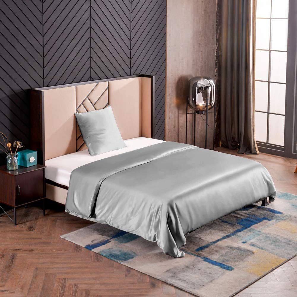THXSILK Seidenbettwäsche Set 2 teilig, Bettbezug 155x 220 cm und 80 x 80 cm Kissenbezug, Hypoallerge