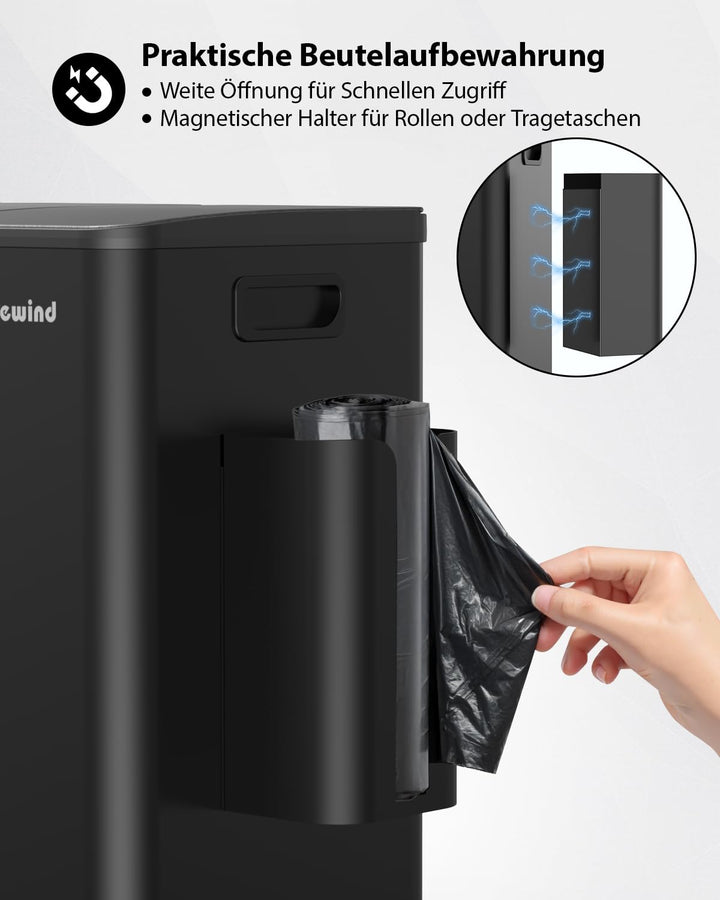 lovewind Mülleimer, 3 x 20L Recyclingeimer, 3-Fach-Mülleimer für Recycling und Abfall, inklusive Mül