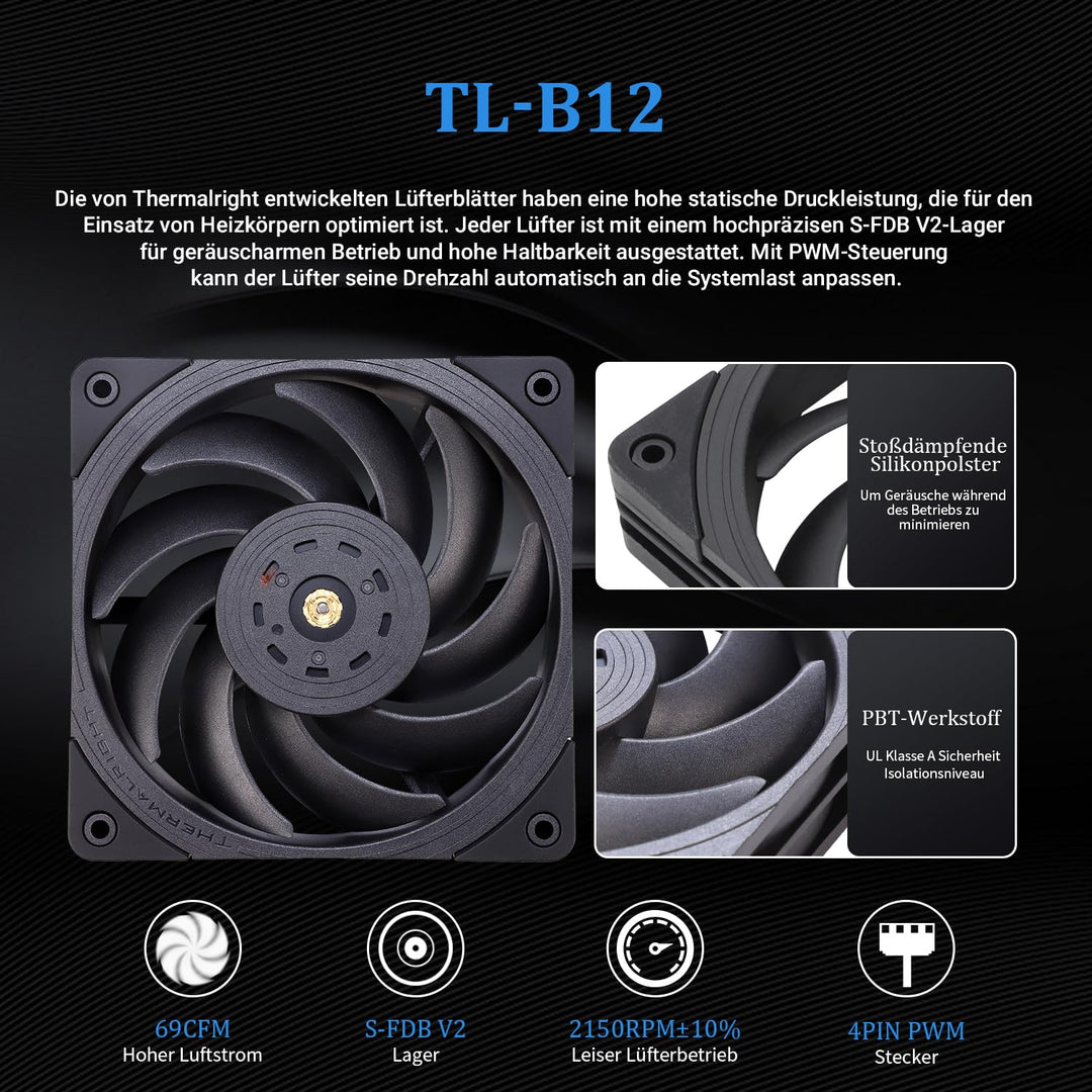 Thermalright Frozen Edge 240 Schwarzer CPU-Wasserkühler mit PWM-Lüftern, Pumpendrehzahl 3300RPM, S-F