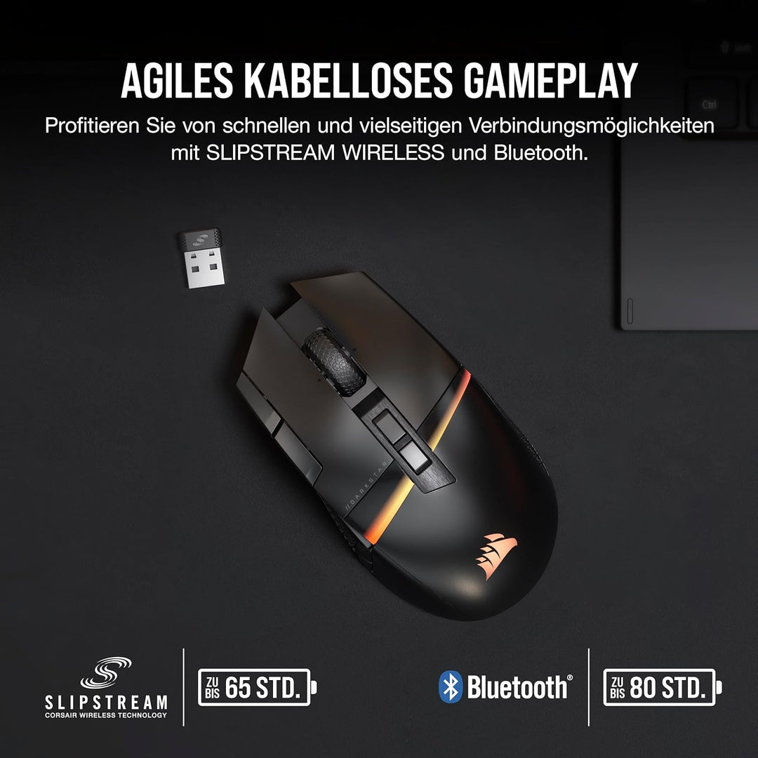 Corsair DARKSTAR Wireless MMO/MOBA Gaming-Maus - 26.000 DPI - 15 Programmierbare Tasten - Bis zu 80