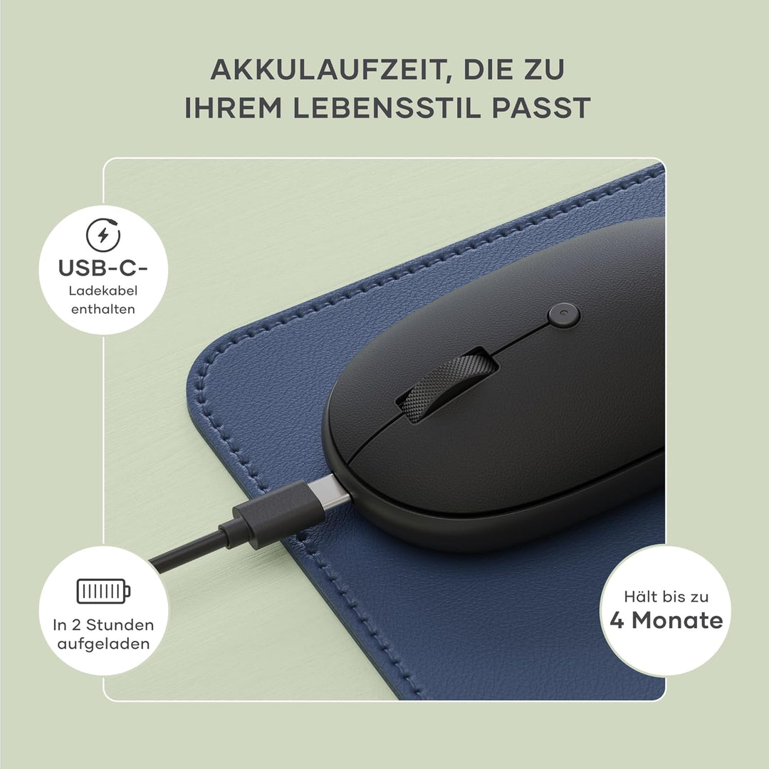 SATECHI OntheGo™ Bluetooth Computermaus, wiederaufladbarer USB-C Akku, Verbindung mit bis zu 3 Gerät