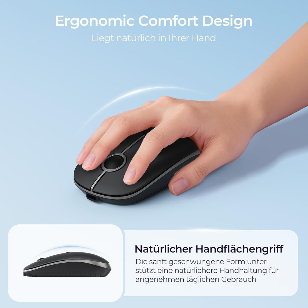 seenda MOU001 Bluetooth Maus, USB + Dual-Bluetooth 3 Geräte Verbindung, Maus Kabellos mit 3 DPI-Stuf