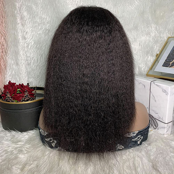BLISSHAIR 13x4 Lace Front Perücke, Yaki Kinky Straight 13x4 Lace Front Wigs Human Hair Virgin Remy E